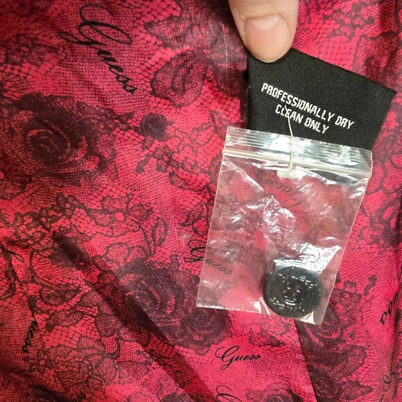 Guess Womens Hooded Lined Wool Blend Coat Zip/Toggle Close Fuchsia Size S NWOT - Picture 13 of 14